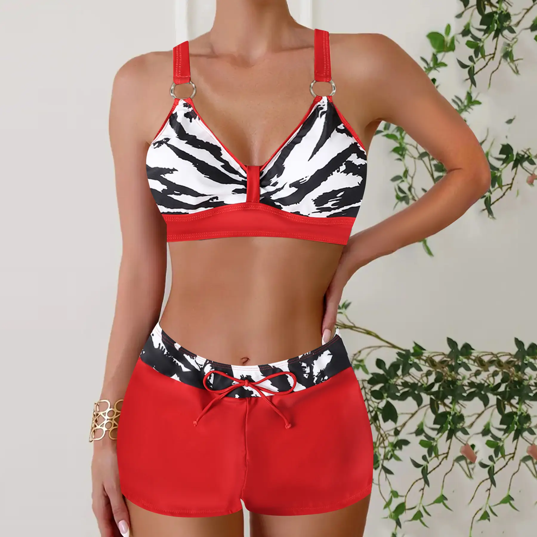 Conservative Low-rise Womens Two-piece Bikini With A Slimming