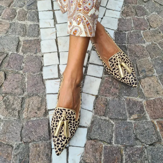 Casual Low Heel Leopard Print Pointed Tassel Pumps Women Yellow - Shop at LoveMi