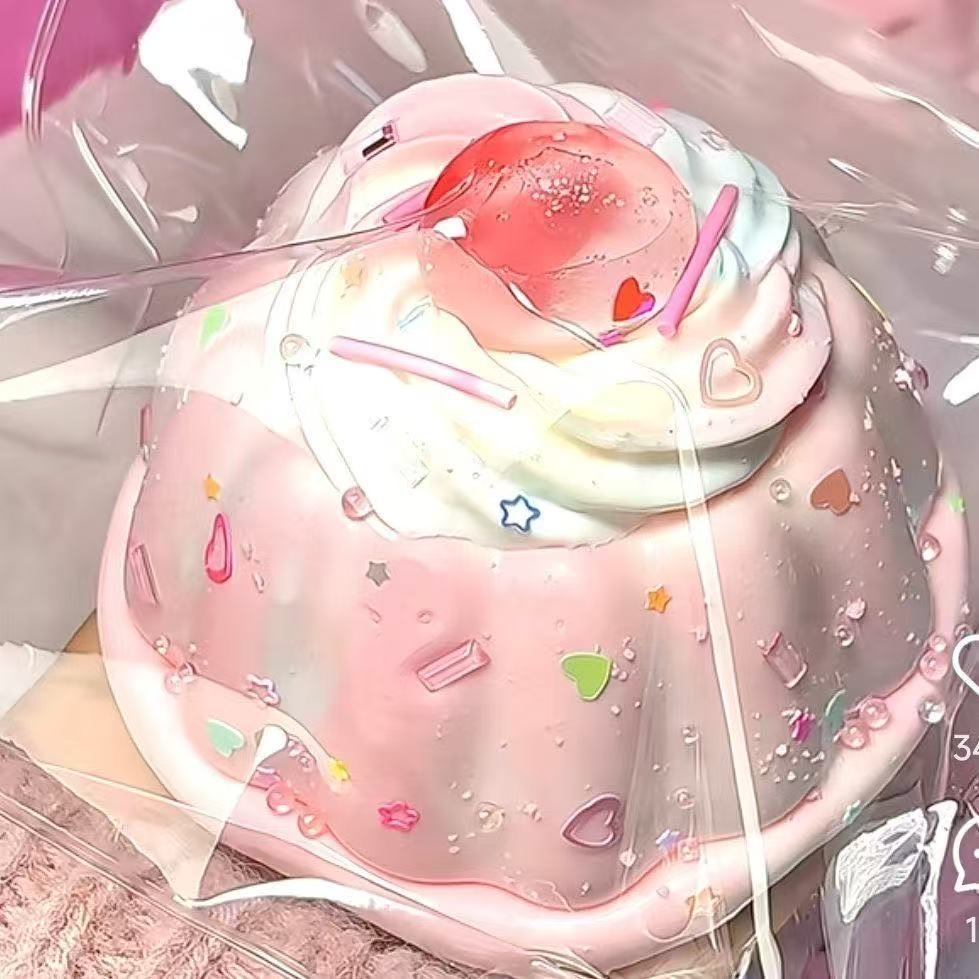 Creamy Strawberry Large Pudding Silicone Stress-Relief Toy