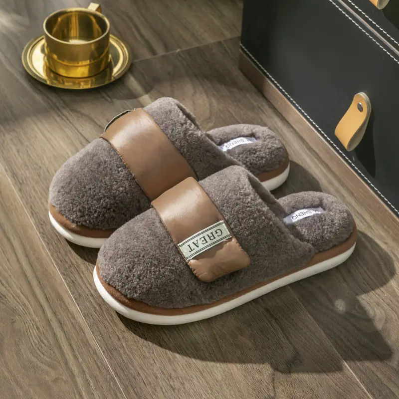 Velcro Floor Cotton Slippers Women's Warm