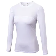 Women's Tight PRO Fitness Running Yoga Sports T-shirt - White - View 1