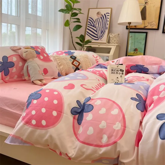 Washed Cotton Bed Sheet Quilt Cover Four piece Set Sweetheart Pie K - Shop at LoveMi