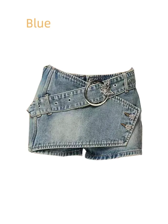 Retro Spicy Girl Denim Skirt Female Y2g Denim Skirt Design Sense Niche Sweet Spicy Sheath Blue - Shop at LoveMi