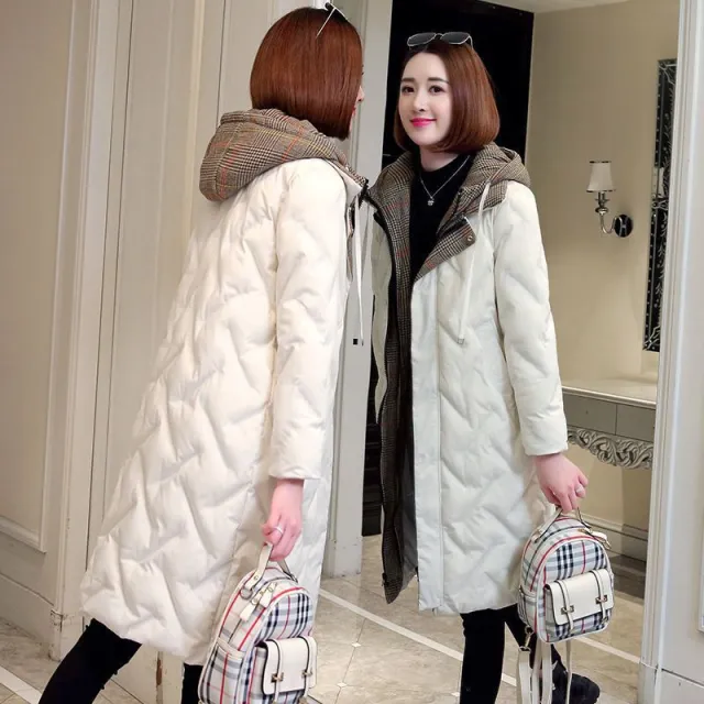 Korean Style Versatile Cotton padded Jacket Thick Hooded Creamy White - Shop at LoveMi