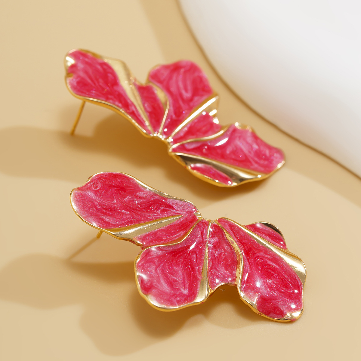 Fashion Dripping Oil Petal Stud Earrings Women