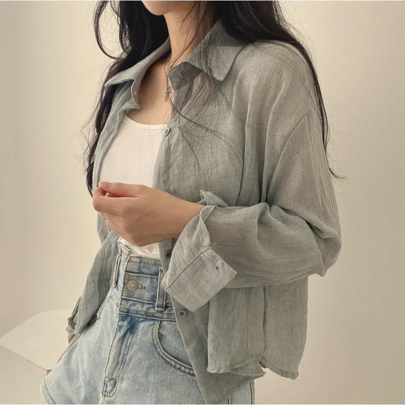 Elegant Summer Thin French Style Top Cardigan Blouse Sun Protection Shirt - Purple