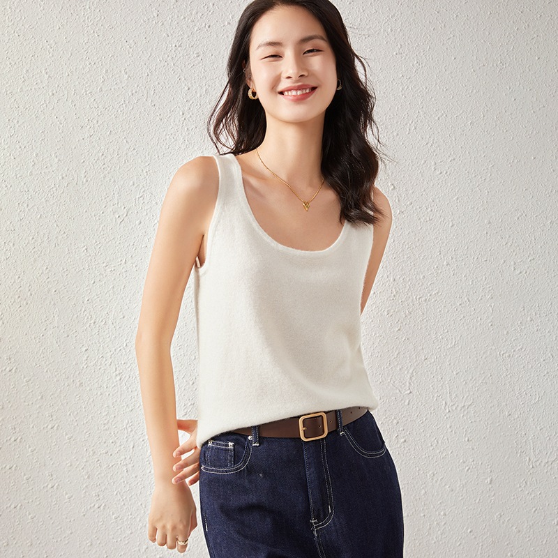 Cashmere Sweater Women's Camisole Close fitting Inner Wear White - Shop at LoveMi