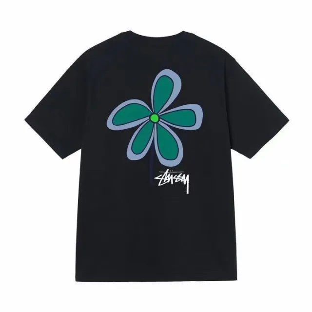 Summer Men's And Women's Short sleeved T shirt Black Flower - Shop at LoveMi