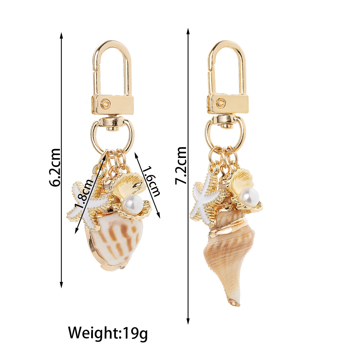 Seaside Alloy Natural Shell Pearl Keychain