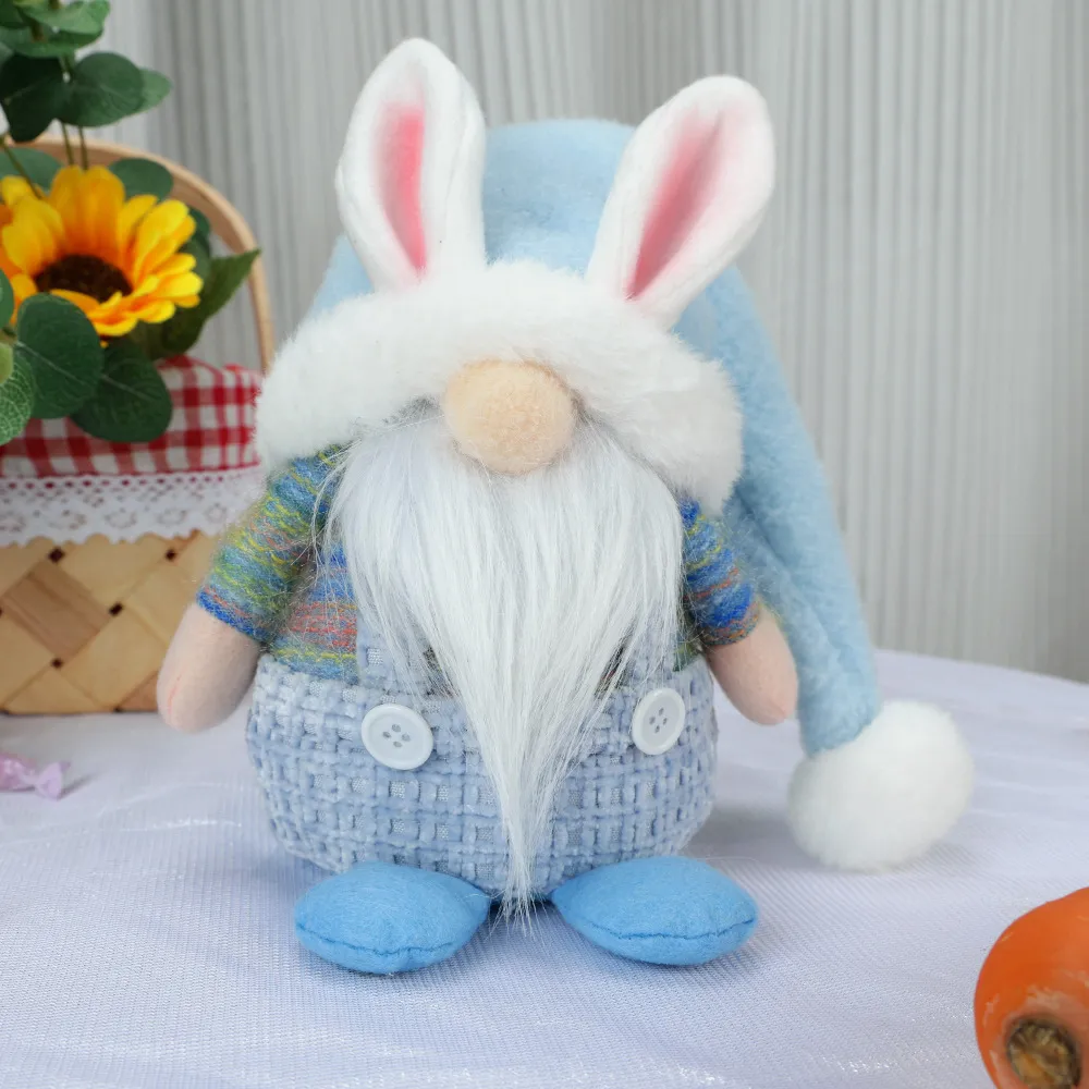 Easter Faceless Rabbit Sitting Doll Ears - Blue