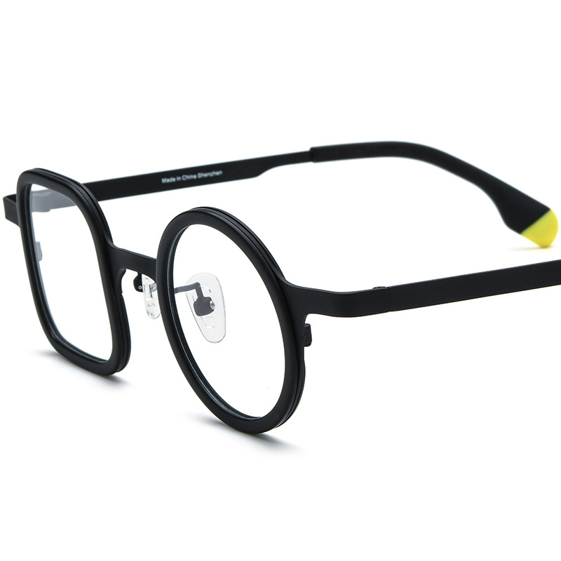 Fashion Mixed Material Titanium Eyeglass Frames, One Square And One Round, Unisex - Image 8