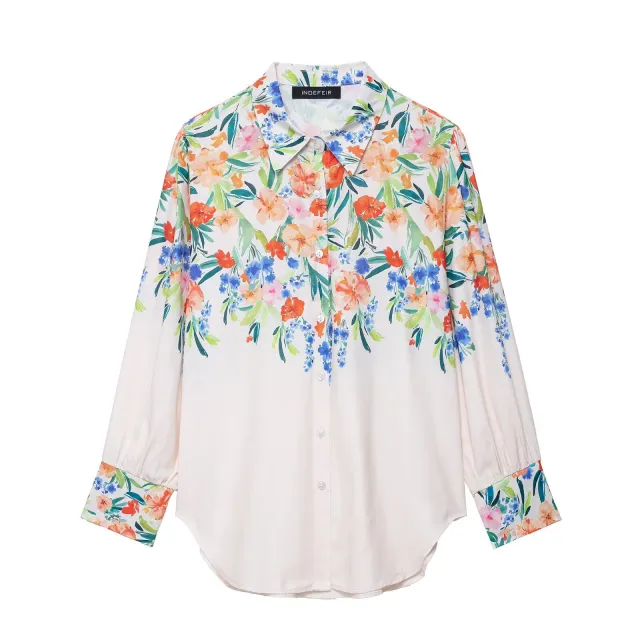 Cotton And Linen Floral Print Women's Shirts And Pants For Vacation Top - Shop at LoveMi