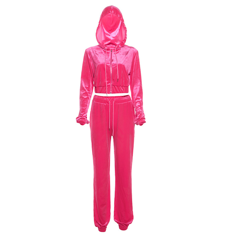 Women's Fashion Hooded Top High Waist Suit Pink - Shop at LoveMi