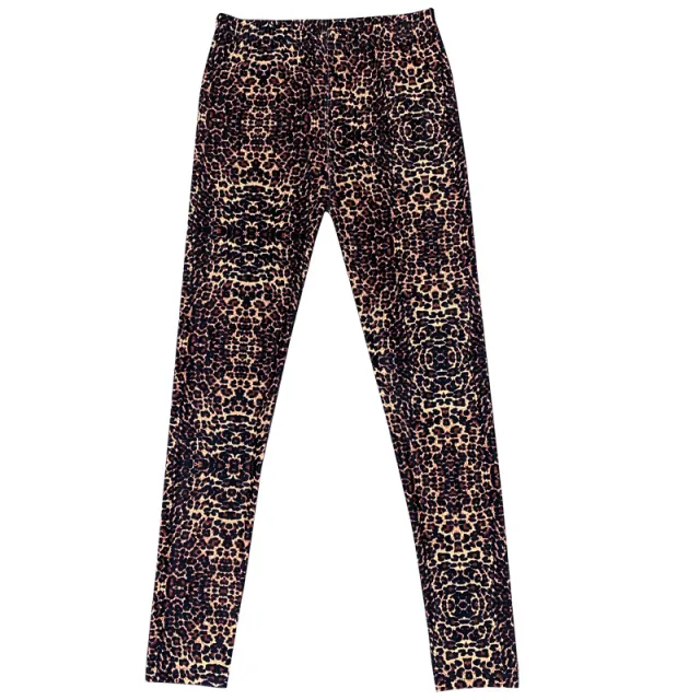 Spring And Summer Milk Silk Printed Leggings For Women Brown Black Leopard Print - Shop at LoveMi