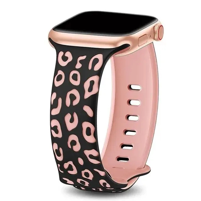 Printed Carved Silicone Leopard-print Watch Strap 2