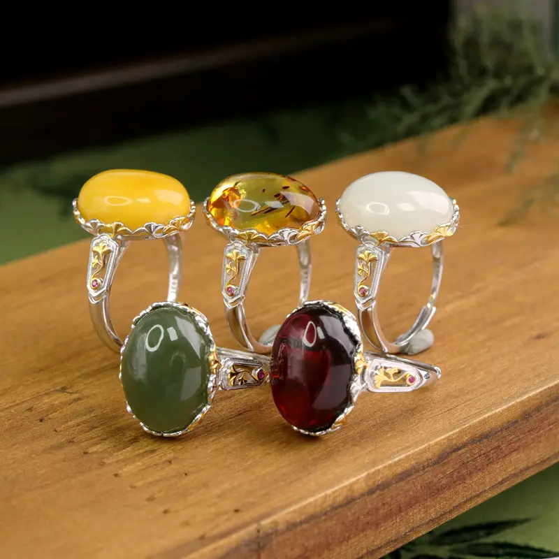 Womens Hetian Jade Oval Ring
