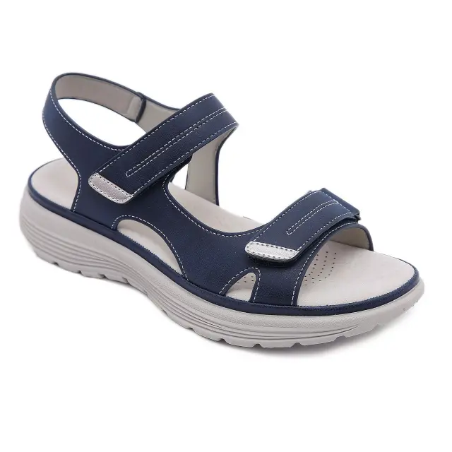 Sports Style Wedge Lightweight Velcro Plus Size Slippers Women Blue - Shop at LoveMi
