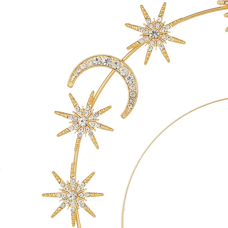 Fashion Sun Goddess Double-layer Headband Six-pointed Star Moon Alloy Crystal