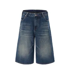 Women's American-style High Street Fashionable Washed Wide-leg Jeans - Blue - View 1
