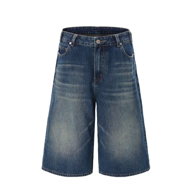 Women's American style High Street Fashionable Washed Wide leg Jeans Blue - Shop at LoveMi