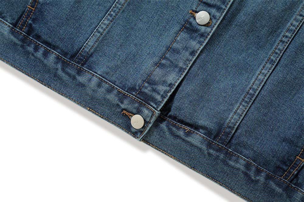 Denim Vest Man Loose All-match Casual Waistcoat Pocket Deconstruction Stitching Topstitching Waistcoat