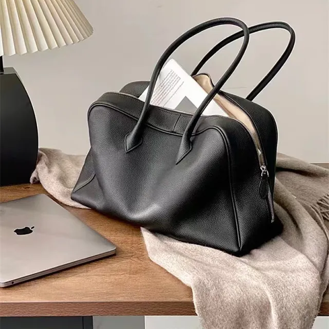 Cowhide Special interest Design Pillow Large Capacity Shoulder Underarm Bag Black - Shop at LoveMi