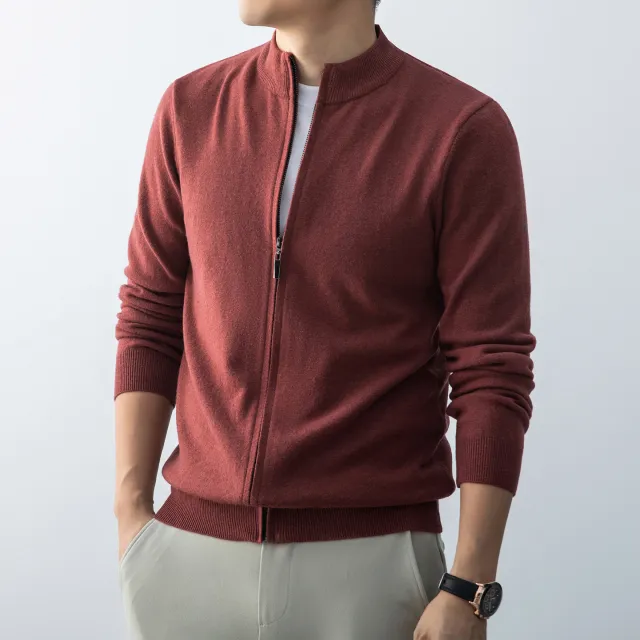 Commute Leisure New Men's Stand Collar Simple Outdoor Sweater Skin Red - Shop at LoveMi