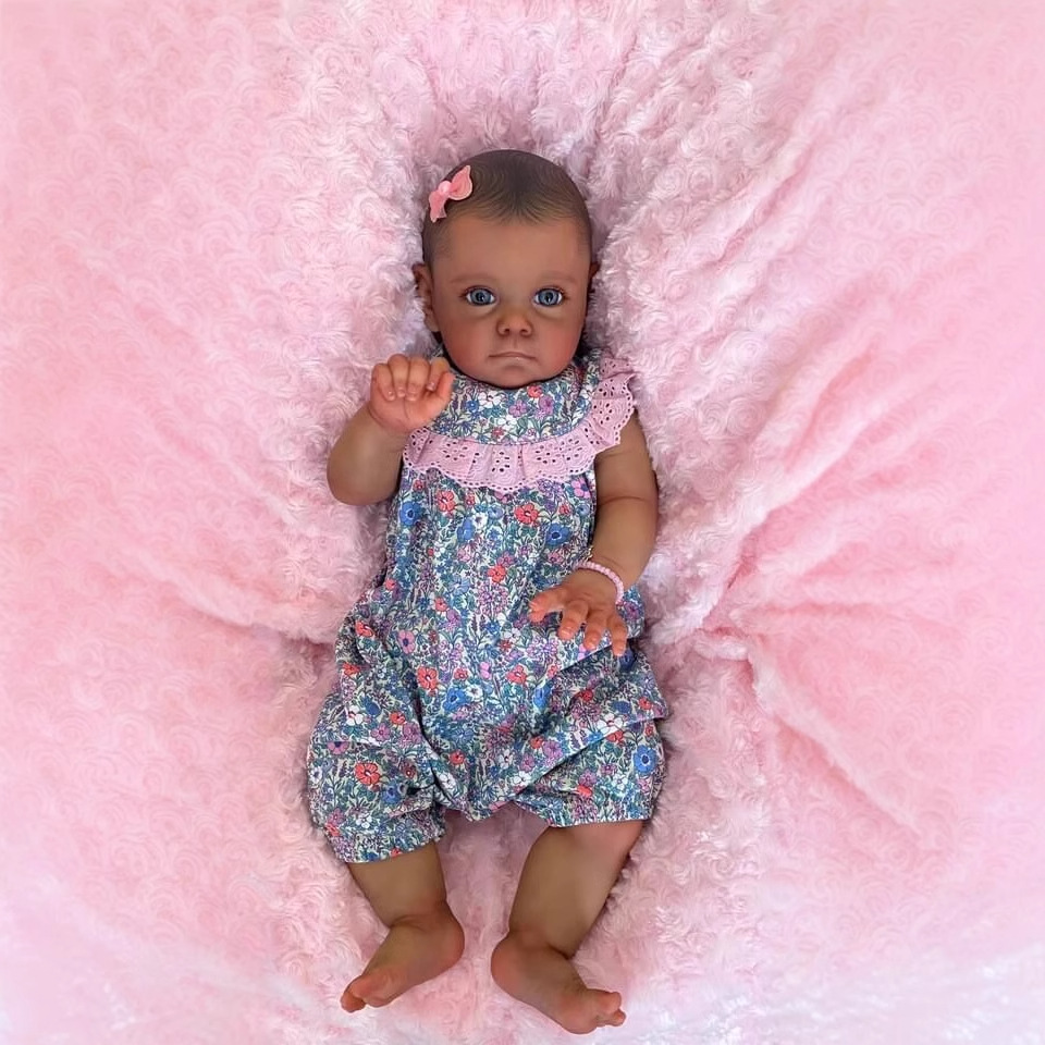 60cm Simulation Baby Reborn Doll Black Skin Mixed-race Baby 3D Skin Exquisite Hand-painted
