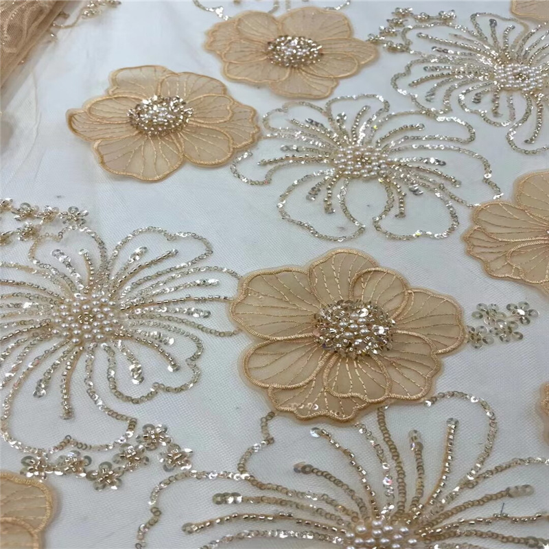 Three-dimensional Embroidered Mesh Fabric Sequin Bead Tube Embroidery - Image 15