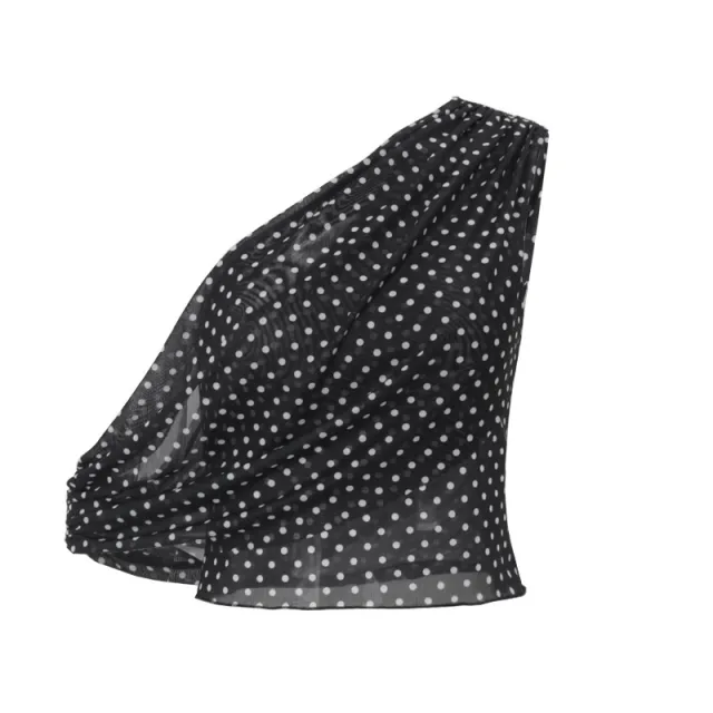 Sexy Off Shoulder Polka Dot Chiffon Sheer Irregular Tank Top Black - Shop at LoveMi