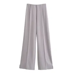 European And American Style Double-sided Cloth Round Neck Top Casual Pants - Grey Trousers - View 1