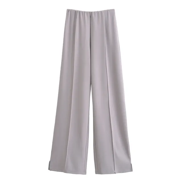 European And American Style Double sided Cloth Round Neck Top Casual Pants Gray Trousers - Shop at LoveMi