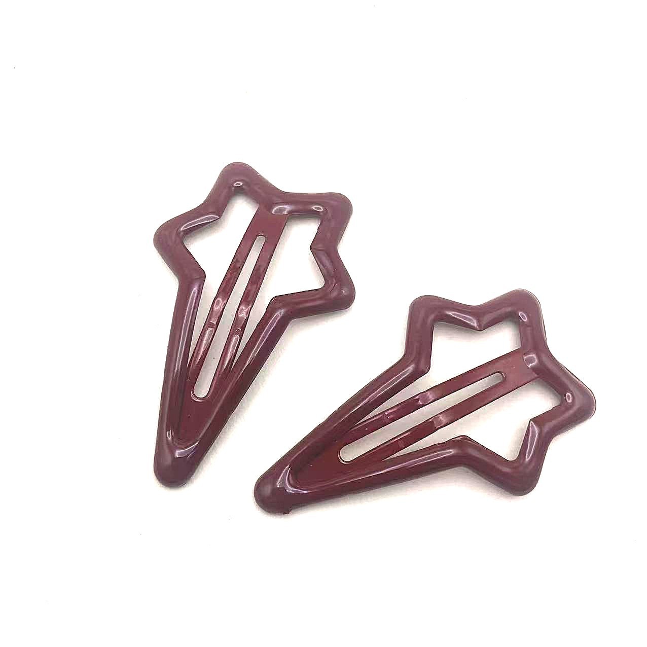 Five-pointed Star Hair Clip In Solid Color With Oil-drip Design