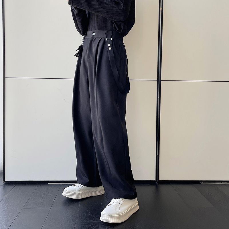 Draped Loose-fitting Mens Casual Pants With Wide Legs That Drag On The Floor