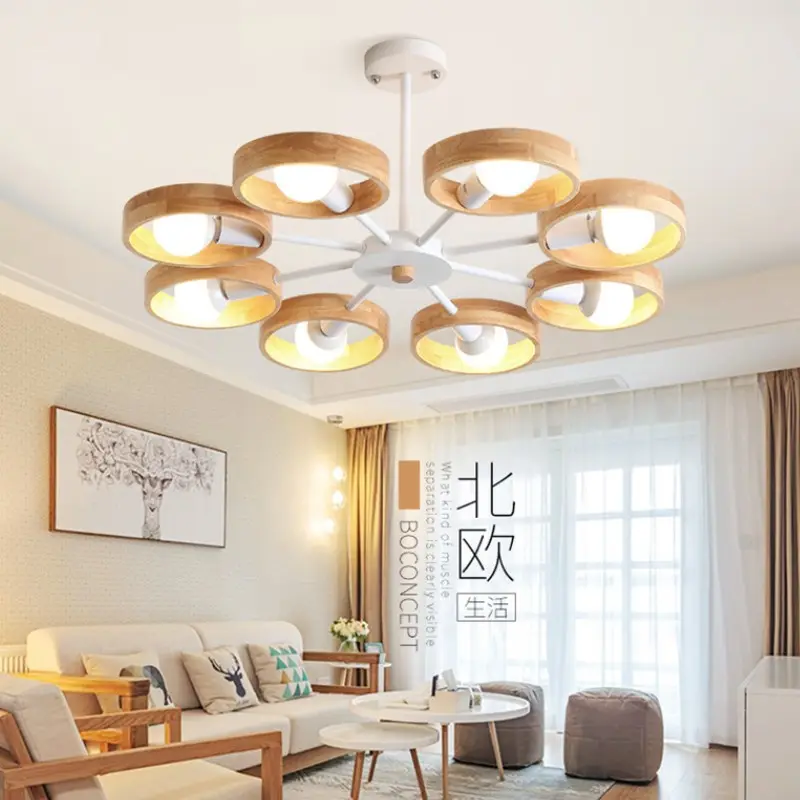 Nordic Simple Modern Original Wooden Circle Multi-head