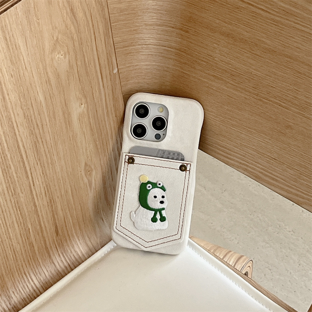 Pocket Card Holder Cartoon Animal Phone Case Niche Solid Color