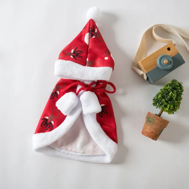 Cat Christmas Clothes Little Red Riding Hood Cape Cloak Red - Shop at LoveMi
