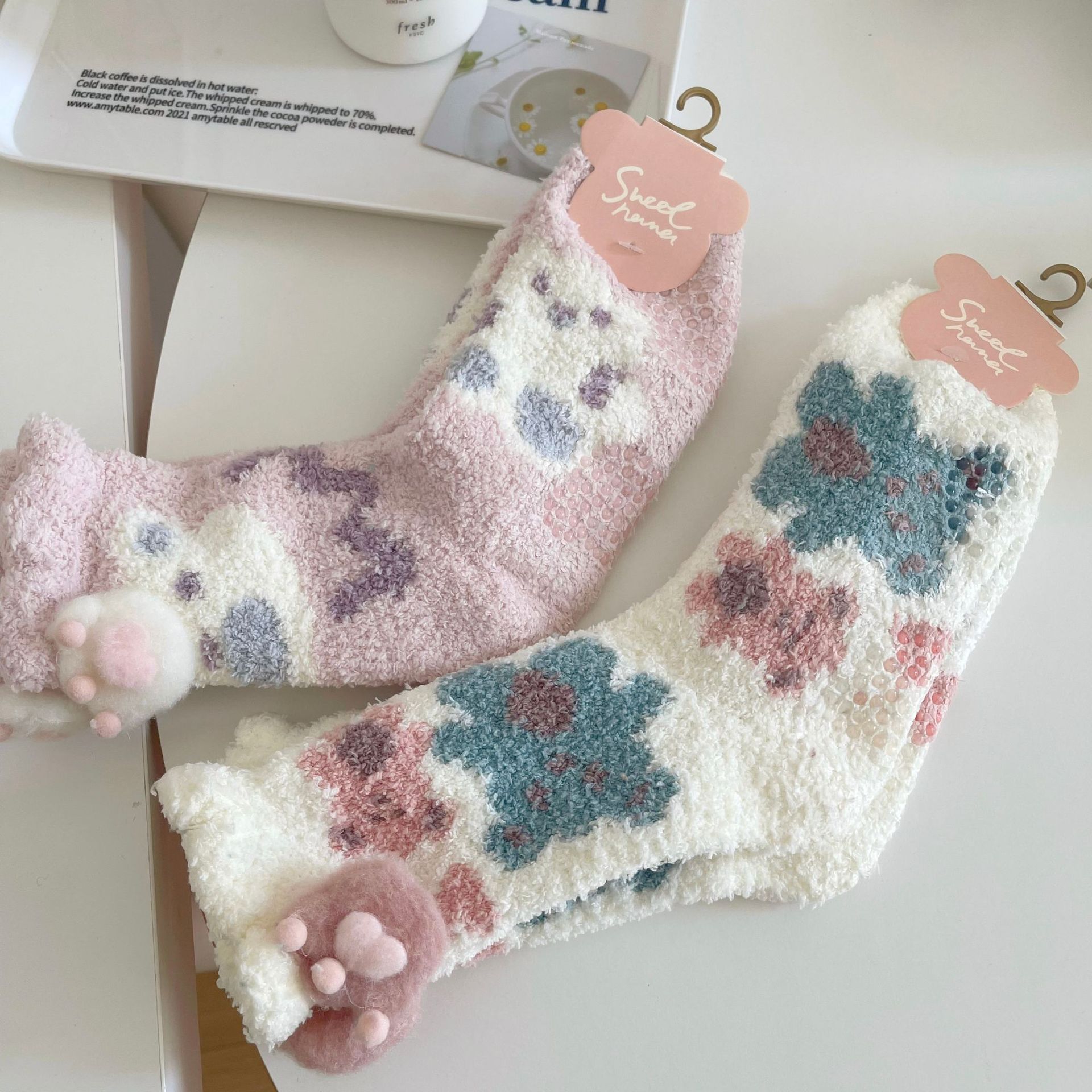 Title 3, Damen-Winter-Thermo-Schlafsocken aus Korallenfl...