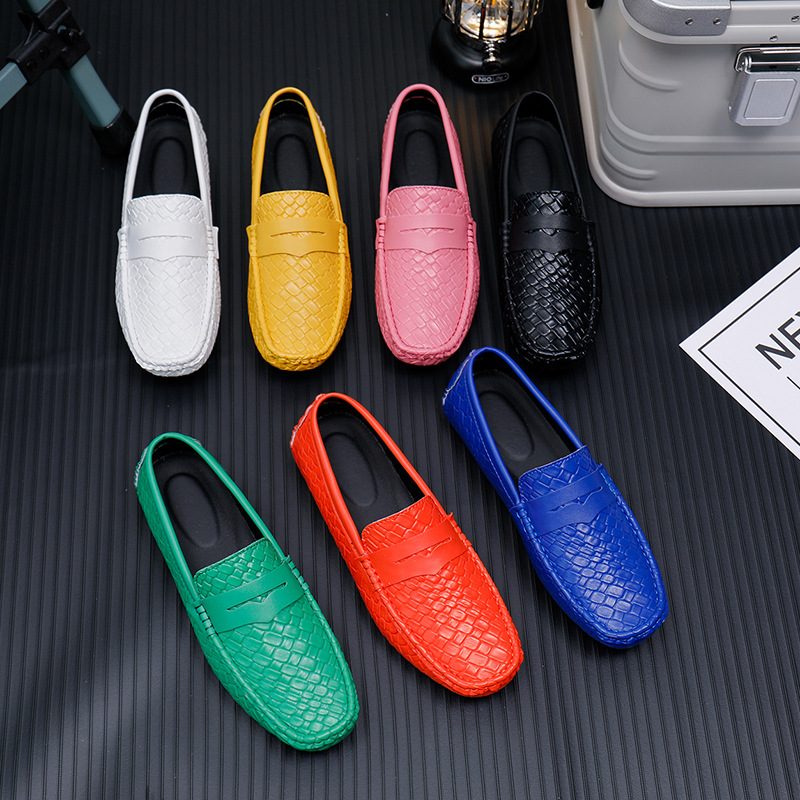 Men's Woven-pattern Leather Shoes Slip-on Loafers 21 51d9a2af fa38 4c07 b854 2e5fba3a2768