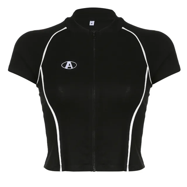 Personality Street Ins Slimming Embroidered Top Black - Shop at LoveMi