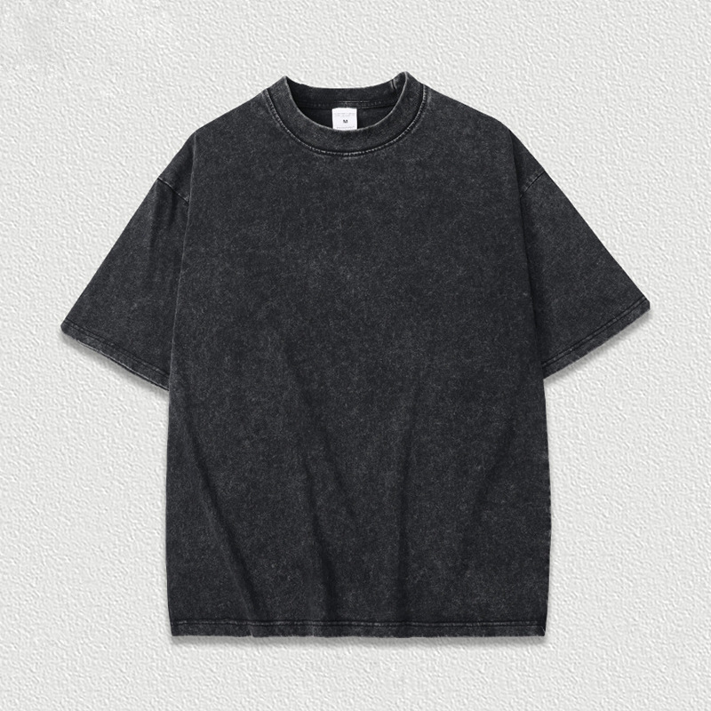 Water-washed Printed Heavyweight Pure Cotton Regular-shoulder Short-sleeve T-shirt