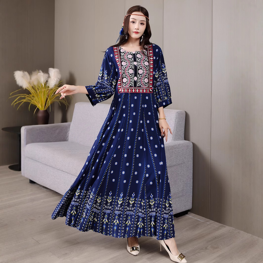 Artistic Vintage Leisure Vacation Travel Beach Bohemian Style Dress