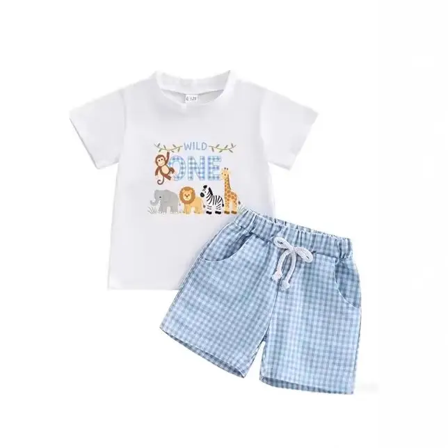 Boys Birthday T-Shirt And Plaid Shorts Set