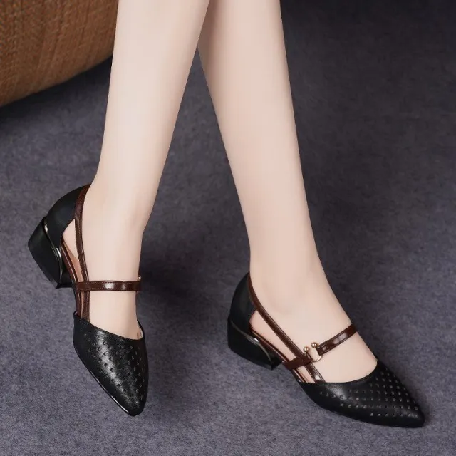 Women's Summer Low Heel Closed Toe Sandals Black - Shop at LoveMi