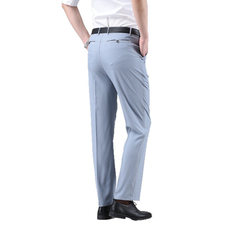 Mens Casual Solid-color Loose Straight-leg Pants