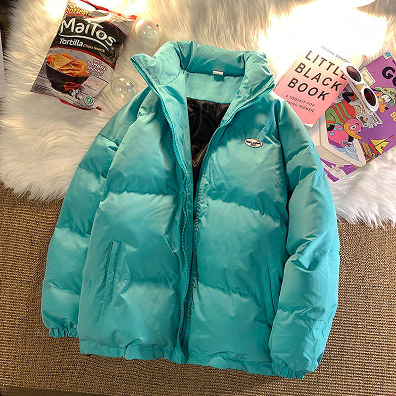 Loose Short Down Jacket Cotton Women's Coat Blue - Shop at LoveMi