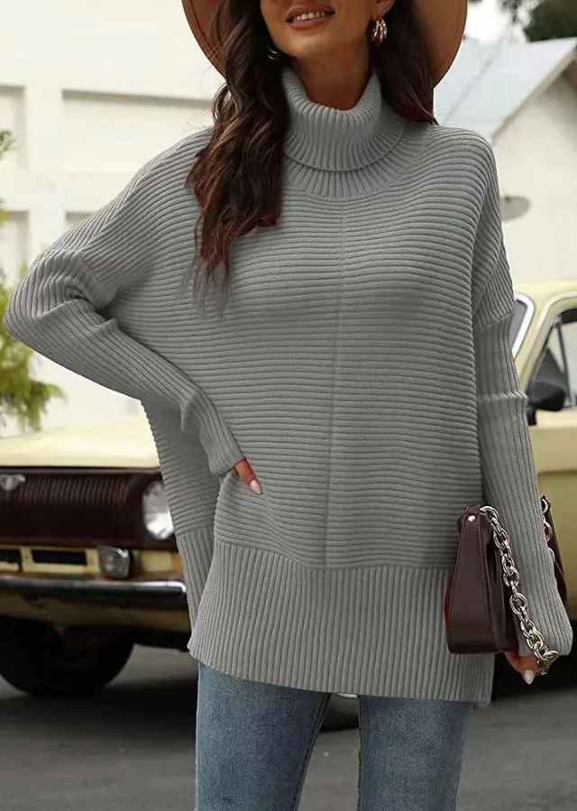 Women's Loose Fashion Pullover Sweater Gray - Shop at LoveMi