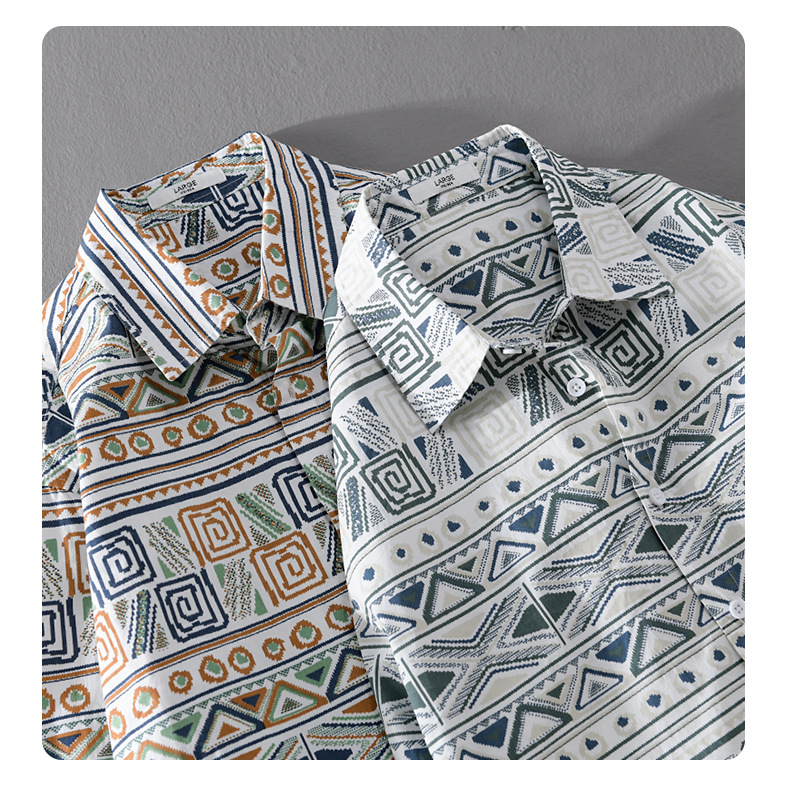 Graffiti Flower Short-sleeved Shirt Men's Cotton