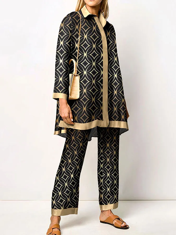 Long-sleeved Trousers Shirt Two-piece Set - Cstz02-L