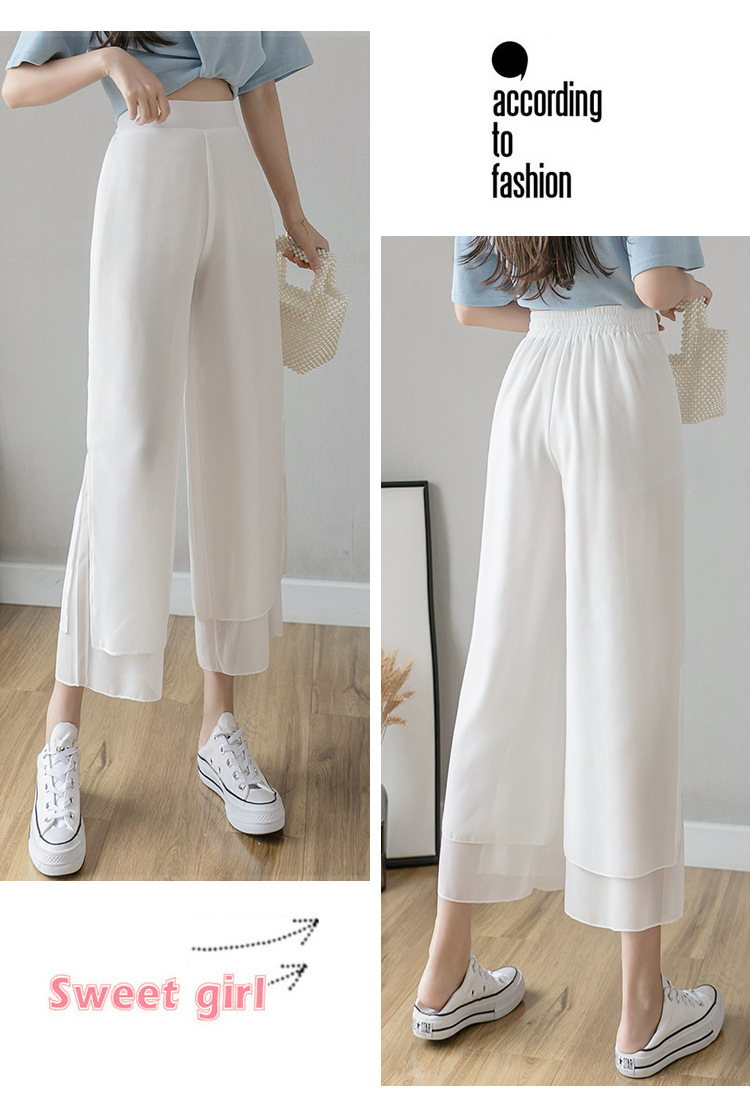 Title 15, High Waist Loose Ninth Hakama Pants Drape Chiff...